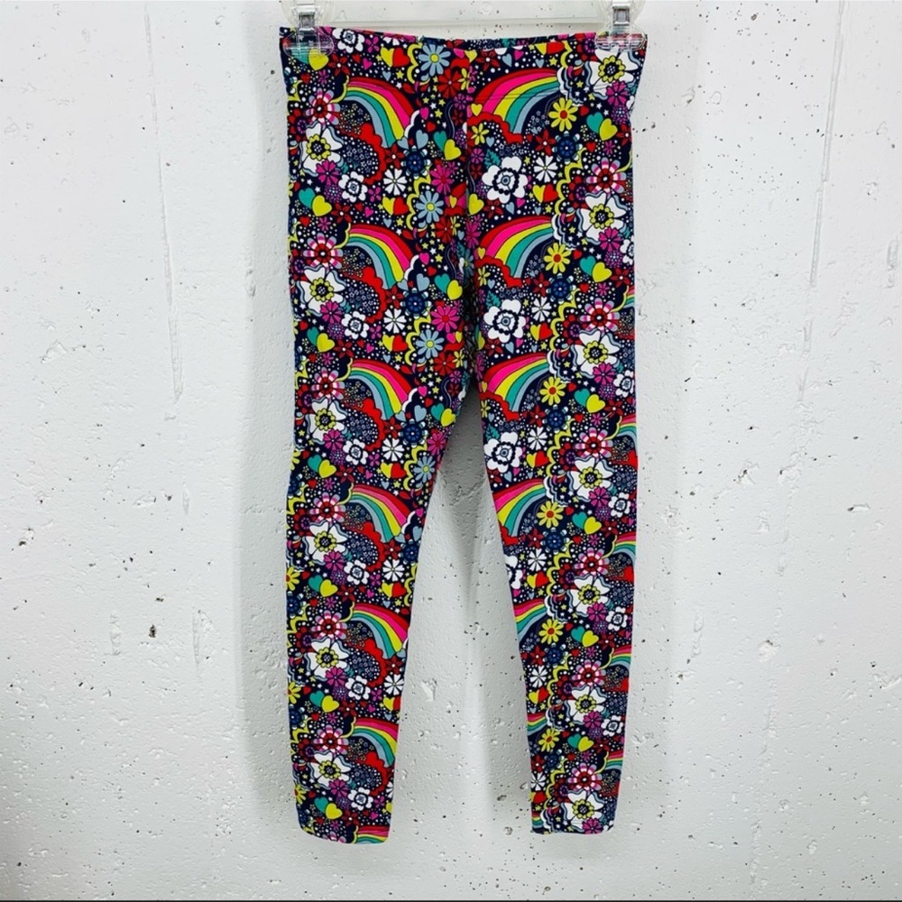 Boden Girls 9-10 Rainbow Floral Heart Leggings